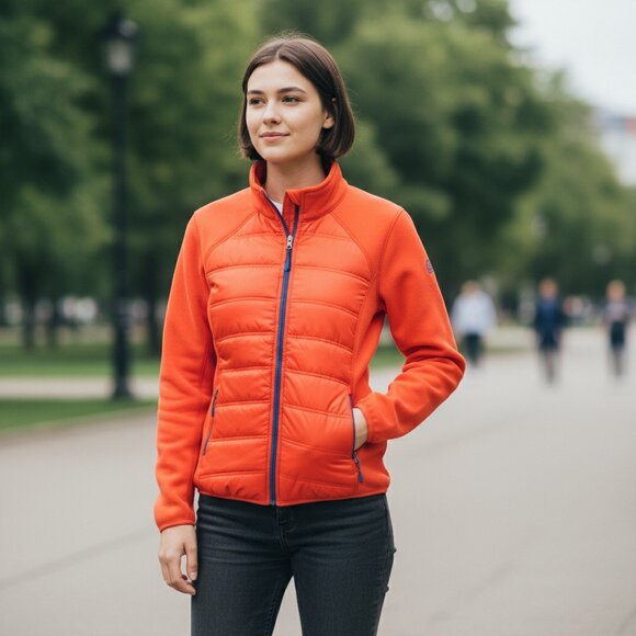 Reel Legends Women's Jacket M Red Quilted Puffer Full Zip NWT Stretch Pockets - Picture 10 of 10